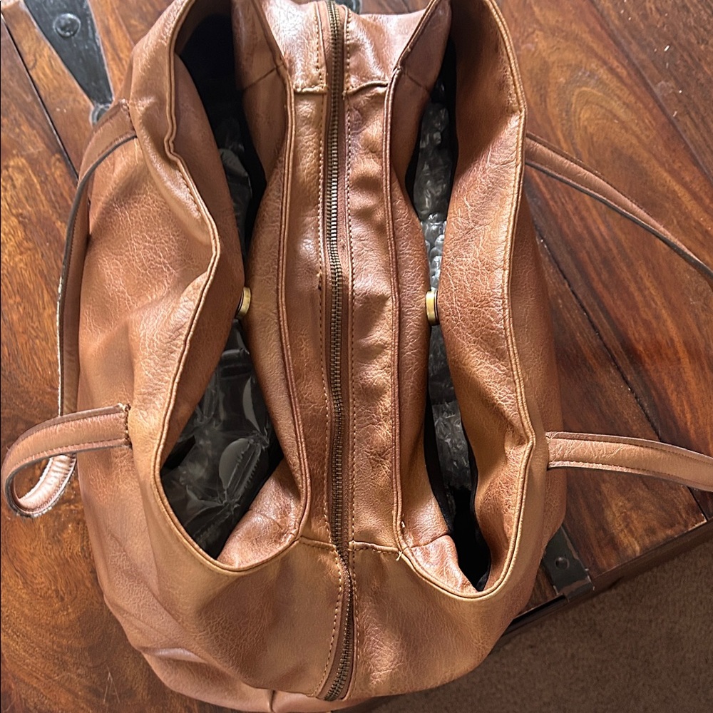 Free People Tan Leather Tote Bag - Picture 3 of 5